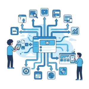 هذه الصورة تعبر عن تطبيقات ادارة المحتوى